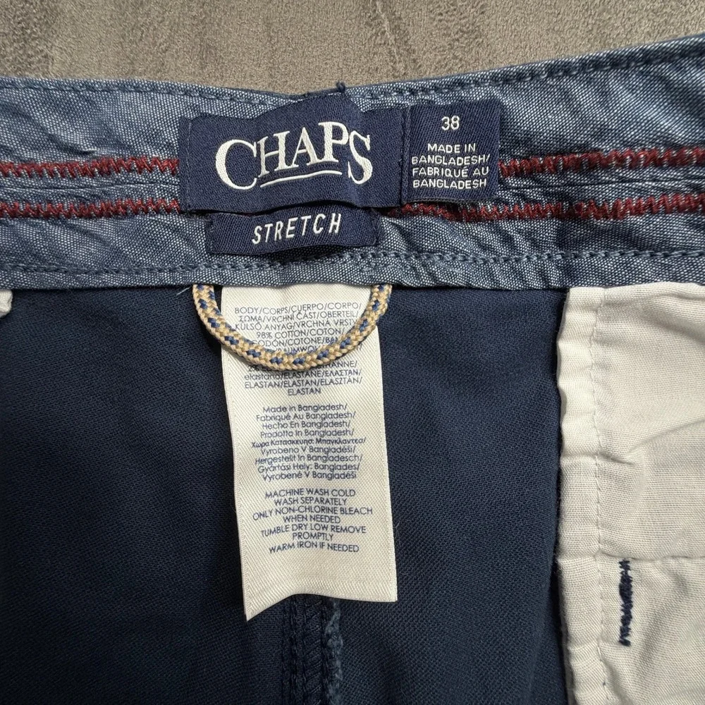 Chaps Cargo Shorts Men 38 Navy Blue Stretch Comfort Waistband New With Tags